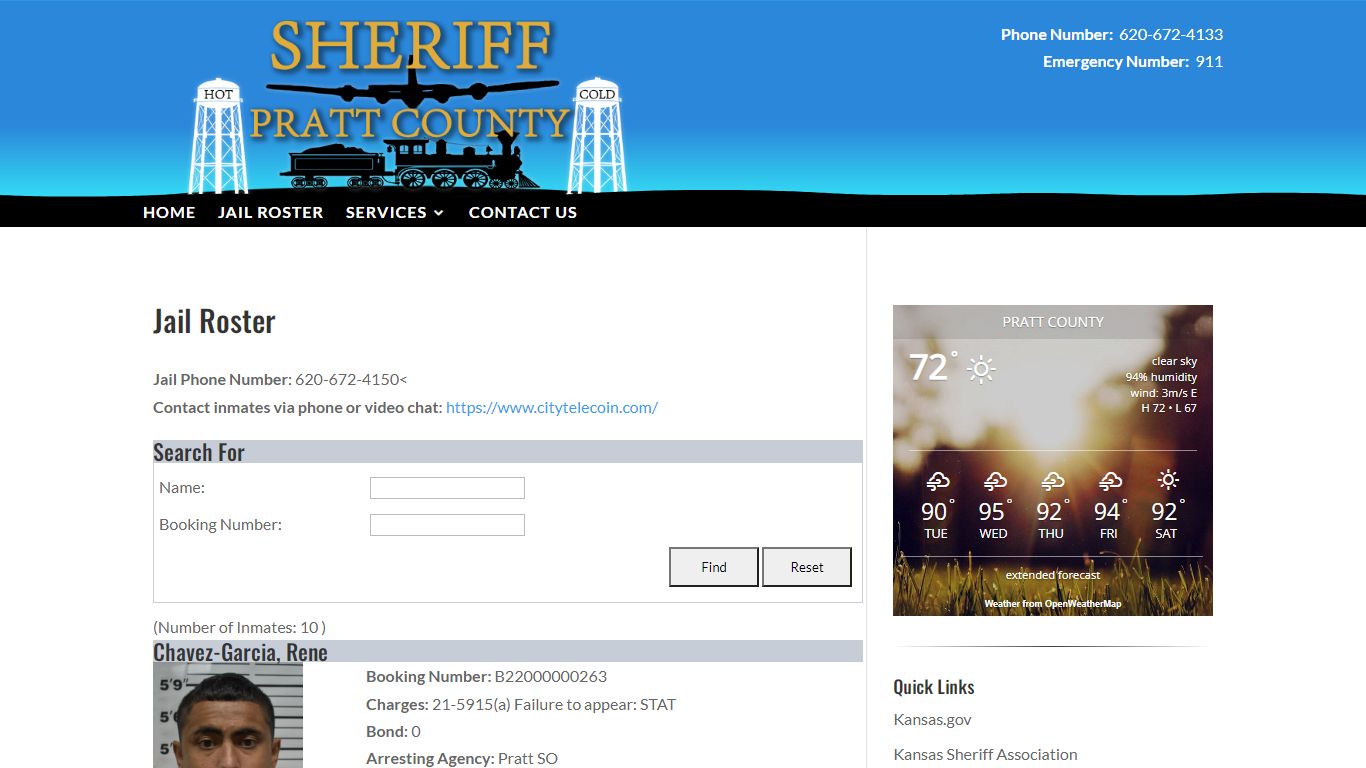 Jail Roster | Pratt County Sheriff